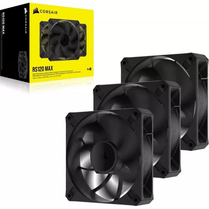 Ventola Corsair RS120 MAX 12 cm nera 2000 RPM 3 pezzi