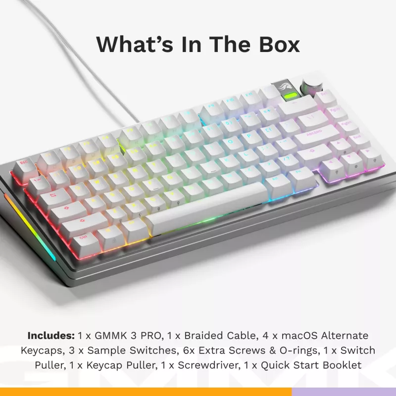 Glorious GMMK 3 Pro 75% tastiera gaming custom, pre-built, cablata, switch Fox, ANSI (US), argento