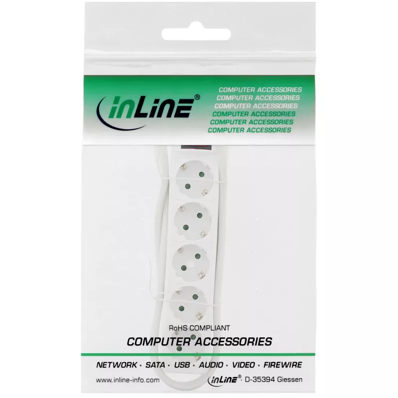 Ciabatta InLine, 5 prese Schuko CEE 7/3, bianco, 1,5 m