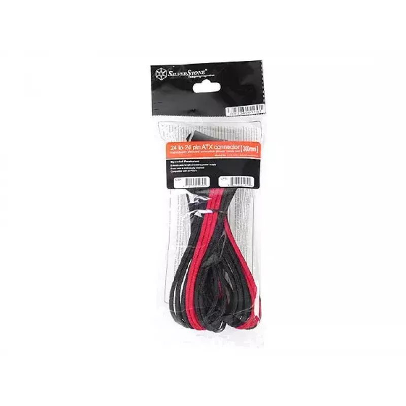SilverStone SST-PP07-MBBR cavo di prolunga ATX a 24 pin, 0,3 m, nero/rosso