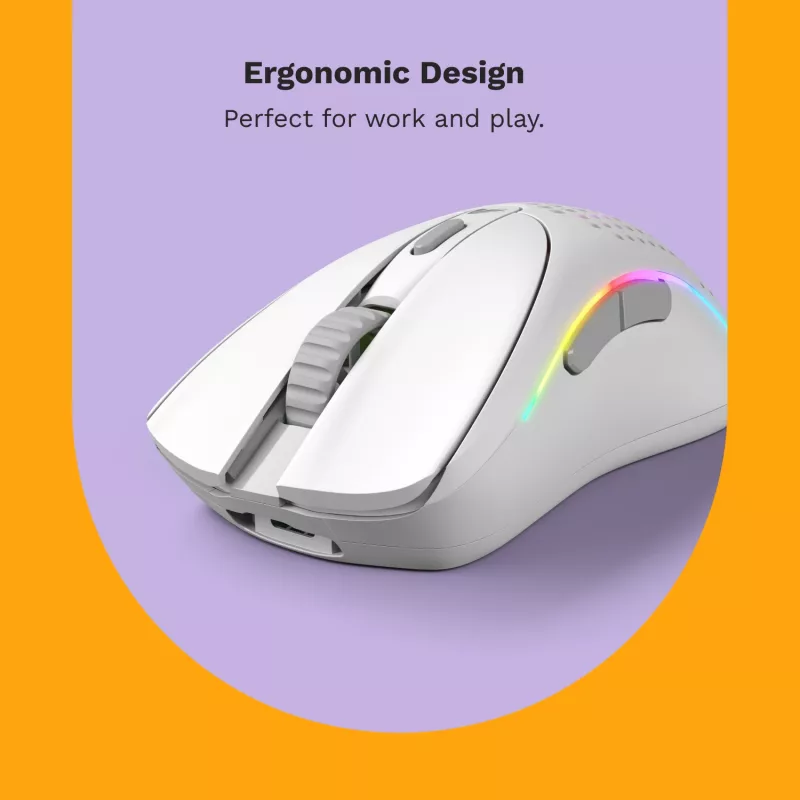 Mouse Glorious Gaming Glorious Model D 2 Wireless - bianco opaco, per destrorsi, RF Wireless, 19000 DPI, bianco