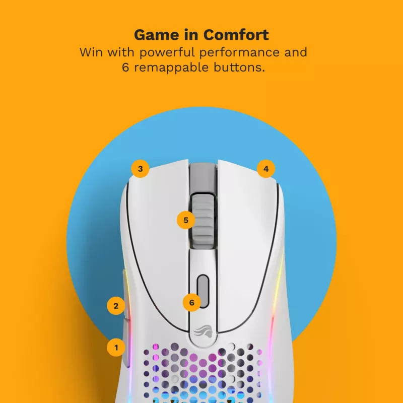 Mouse Glorious Gaming Glorious Model D 2 Wireless - bianco opaco, per destrorsi, RF Wireless, 19000 DPI, bianco