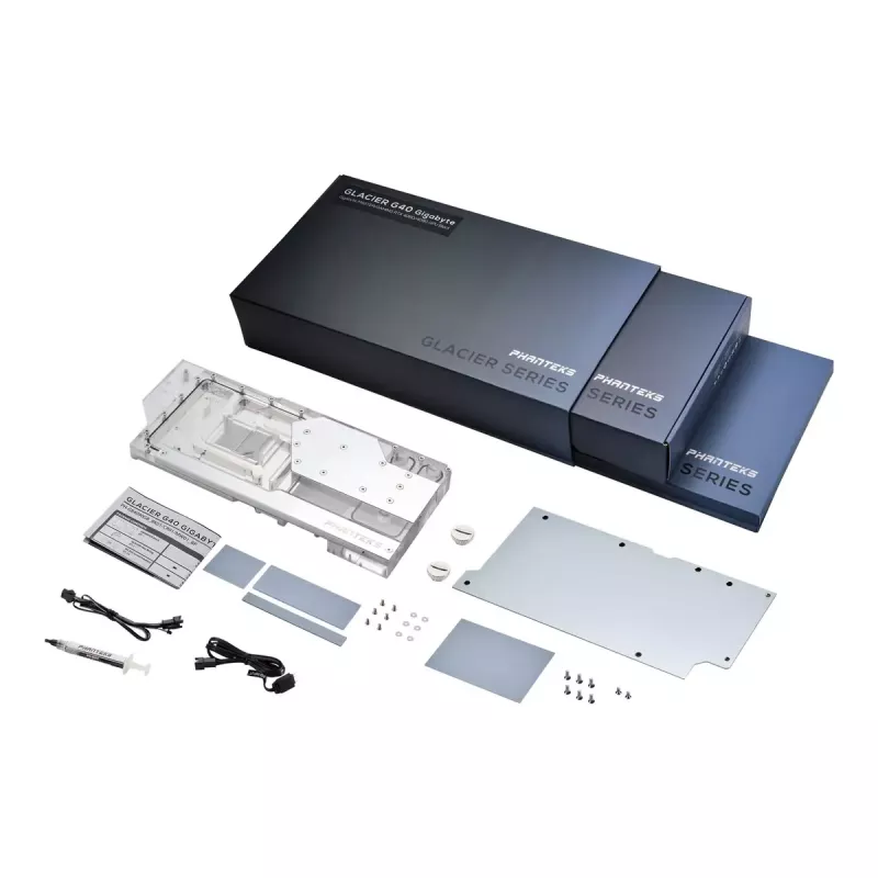 Waterblock + backplate Phanteks Glacier G40 acrilico rame grigio trasparente