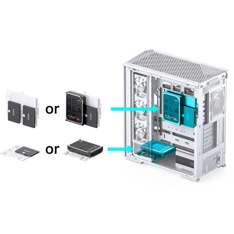 Case per computer Jonsbo D400 Midi Tower ATX Tempered Glass – bianco