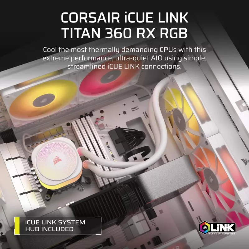 CORSAIR dissipatore CPU - Icue Link Titan 360 Rx RGB dissipatore a liquido AIO - bianco