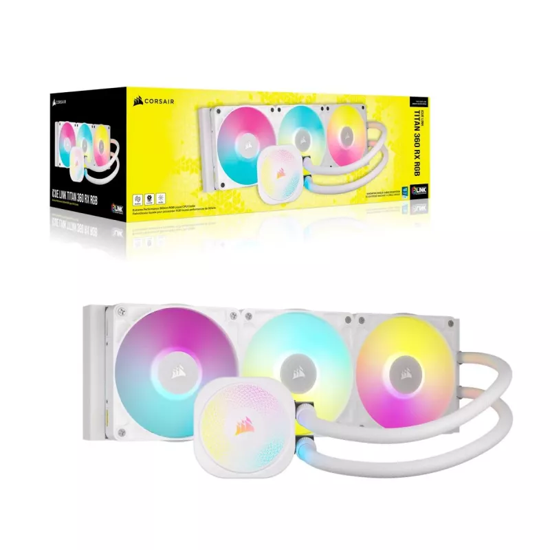 CORSAIR dissipatore CPU - Icue Link Titan 360 Rx RGB dissipatore a liquido AIO - bianco