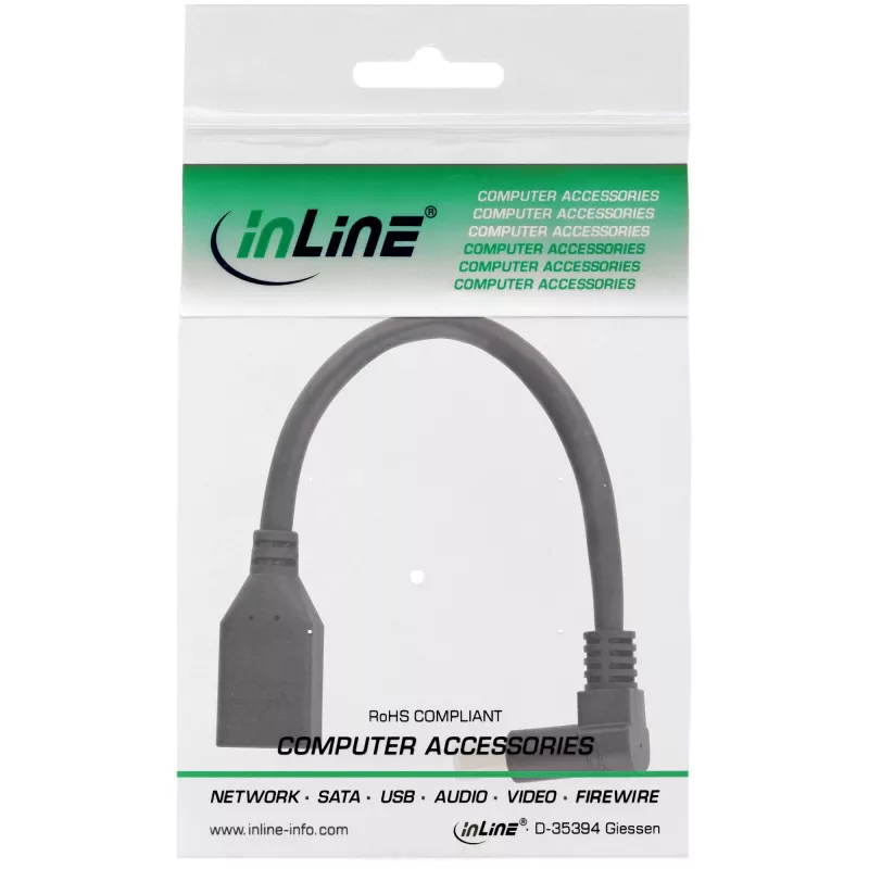 InLine cavo adattatore DisplayPort 1.4 M/F, 8K4K, angolato verso il basso, nero/oro