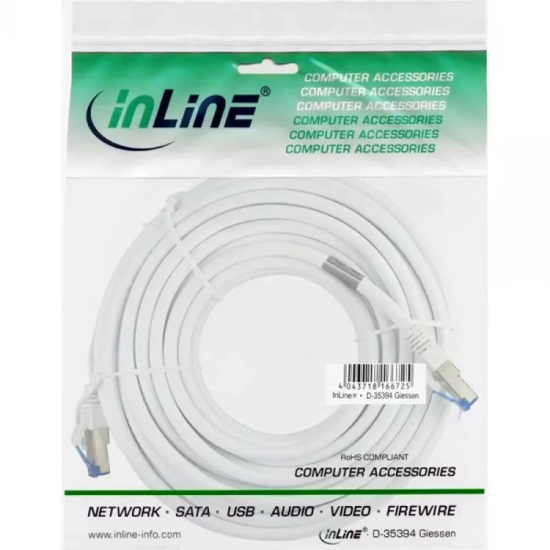 InLine cavo patch S/FTP PiMF Cat.6A halogen-free 500MHz bianco 10m