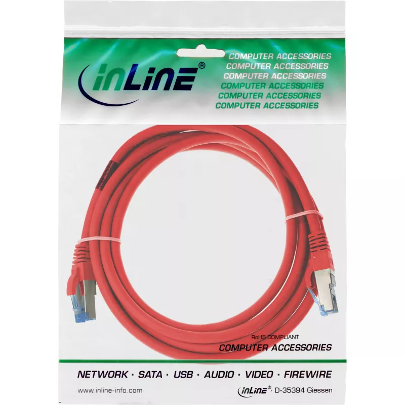 InLine cavo patch S/FTP PiMF Cat.6A senza alogeni 500 MHz rosso 0,5 m