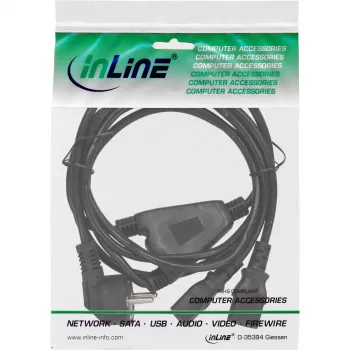 InLine cavo di alimentazione a Y 1x CEE 7/7 angolato / 2x connettore maschio IEC C13 a 3 poli, 1,8 m