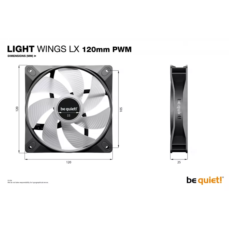 be quiet! LIGHT WINGS LX 120mm PWM ventola per case PC 12 cm nero 1 pezzo