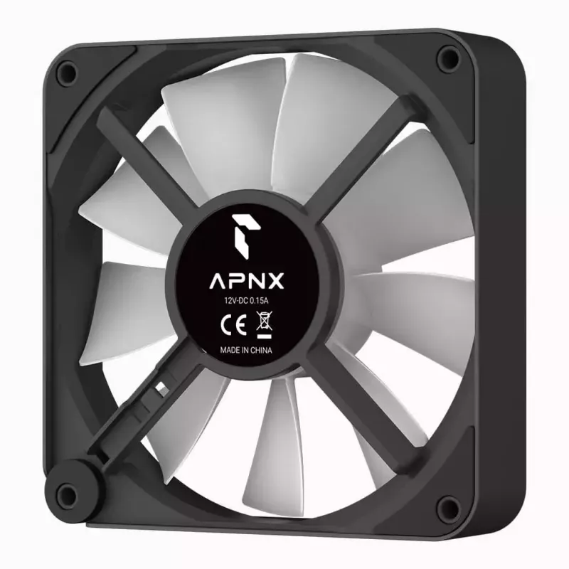 APNX FP2-120 PWM ARGB ventola per case, 120 mm, 500–1800 giri/min, 83,85 CFM, 34,8 dB, nero