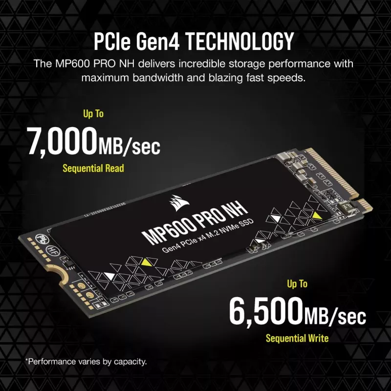 SSD CORSAIR - 4TB - MP600 Pro Nh PCI-E 4.0 (gen 4) x4 NVMe M.2