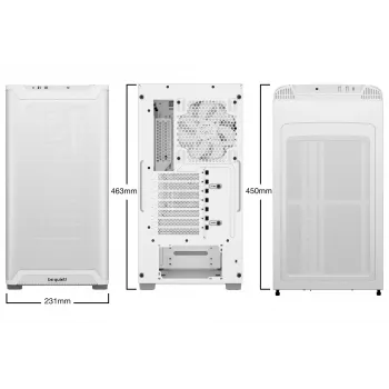 Case per PC be quiet! PURE BASE 501 Airflow Midi Tower bianco — ATX, 3×140mm anteriori, 1×140 mm posteriore, 5×2,5 pollici, 2×3,5 pollici, USB‑C, supporto PWM
