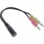 Cavo adattatore audio InLine per headset, 2x connettori maschio 3,5 mm su connettore femmina 3,5 mm 4 poli, CTIA, 0,15 m