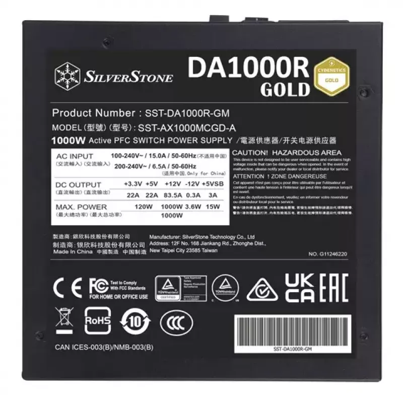 Alimentatore Silverstone DA1000R Gold 1000 W