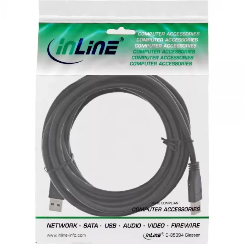 InLine Cavo USB 3.2 Gen.1 Type-A maschio / Type-A maschio, nero, 5m