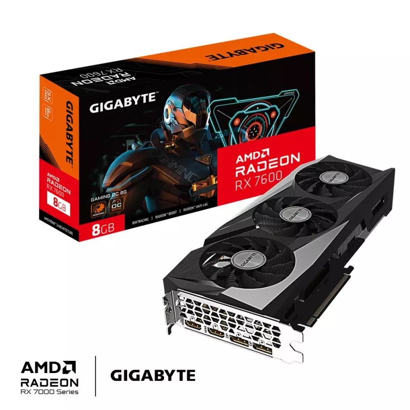 Scheda grafica GIGABYTE GAMING Radeon RX 7600 8 GB GDDR6, PCIe 4.0, 128-Bit, WINDFORCE 3X