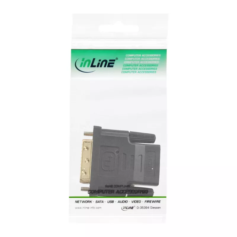 Adattatore InLine HDMI su DVI connettore femmina / connettore maschio dorato, 4K2K