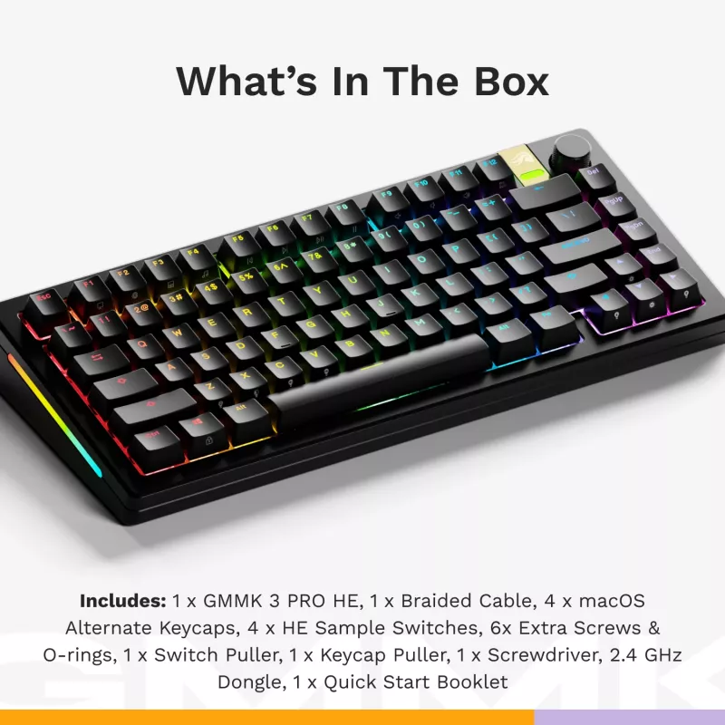 Glorious GMMK 3 Pro HE tastiera da gaming wireless 75%, preassemblata, switch Fox HE, ANSI US, nera