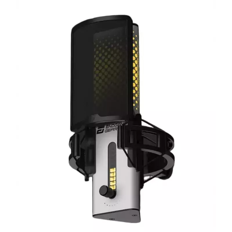 Microfono PC Endgame Gear XSTRM — USB con filo, sensibilità -36 dB, 20–20000 Hz, controlli touch, cavo 2 m, nero/bianco