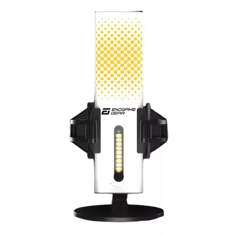 Microfono PC Endgame Gear XSTRM — USB con filo, sensibilità -36 dB, 20–20000 Hz, controlli touch, cavo 2 m, nero/bianco