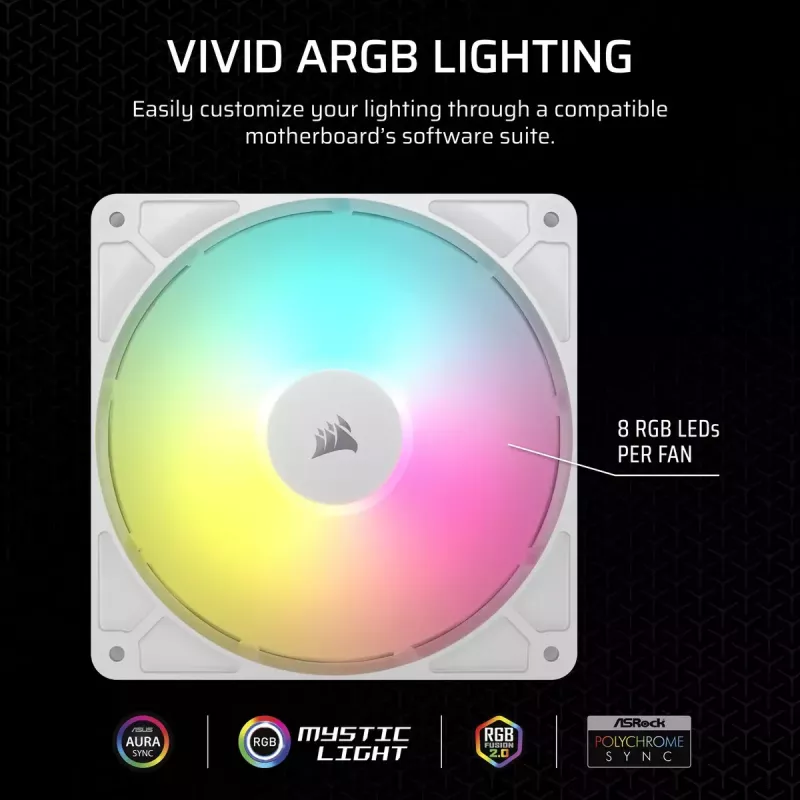 Corsair RS140 ARGB Dual Pack ventole per case, 140 mm, bianche, CO-9050187-WW