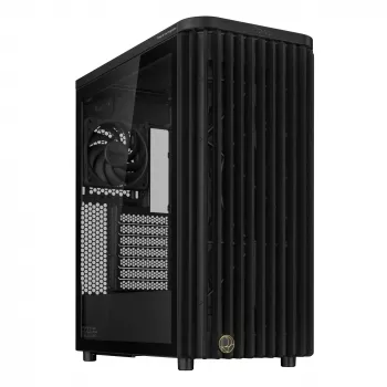 Case PC ASUS ProArt PA401 Wood TG PWM Tower nero — ATX, vetro temperato, 2 ventole frontali da 160mm, USB-C, supporta GPU 31,5 cm