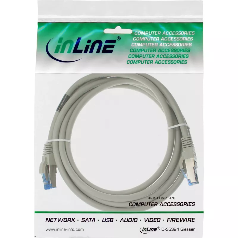 Cavo patch InLine S/FTP PiMF Cat.6A halogen free 500MHz grigio 1,5m