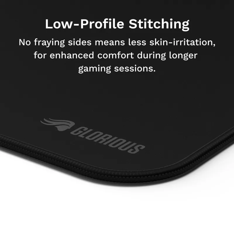 Glorious Gaming Glorious Mouse Pad 2 XL - cucito - nero, nero, monocromatico, tessuto, gomma, base antiscivolo, tappetino per mouse gaming
