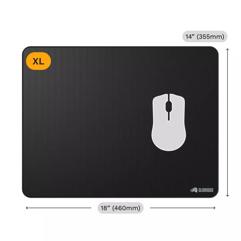 Glorious Gaming Glorious Mouse Pad 2 XL - cucito - nero, nero, monocromatico, tessuto, gomma, base antiscivolo, tappetino per mouse gaming