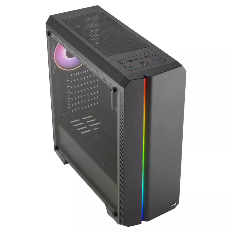 Case PC Aerocool GENESISV2BK ATX, pannello frontale LED ventola ARGB 12 cm, nero