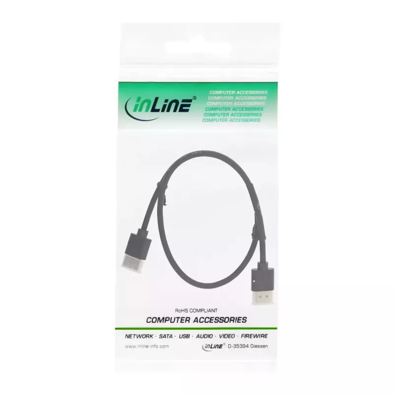 InLine Cavo HDMI High Speed con Ethernet, AM/AM, ultra piatto, nero/oro, 1,8 m