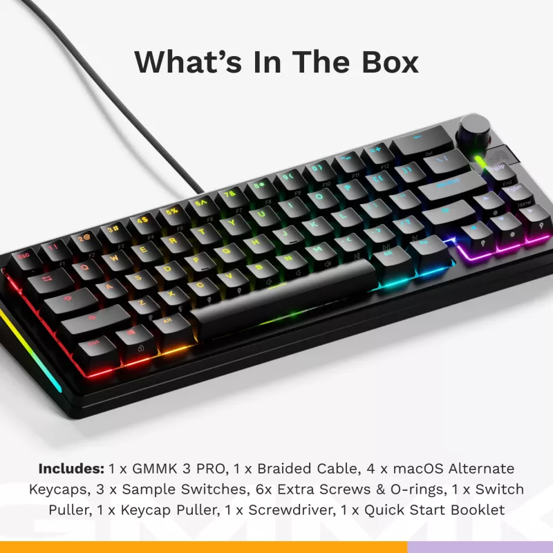 GLORIOUS GMMK 3 PRO 65% Tastiera meccanica preassemblata, cablata USB, QWERTY, RGB, Nero