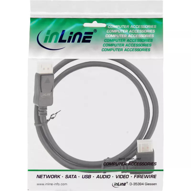 InLine Cavo DisplayPort 1.4, 8K4K, angolare, nero/oro, 3m