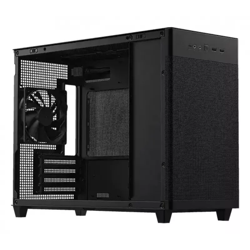 Case PC ASUS Prime AP201 MicroATX Mini Tower nero — supporta microATX, GPU max. 338 mm, altezza dissipatore CPU 170 mm, 3x vani 3,5 pollici, USB-A 2x, USB-C 1x