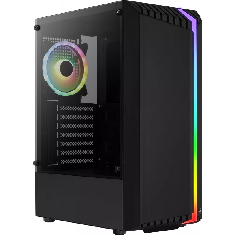 Aerocool Bionic V2 (PGS Bionic-G-BK-v2) case PC Midi Tower, ATX, RGB, vetro temperato, nero