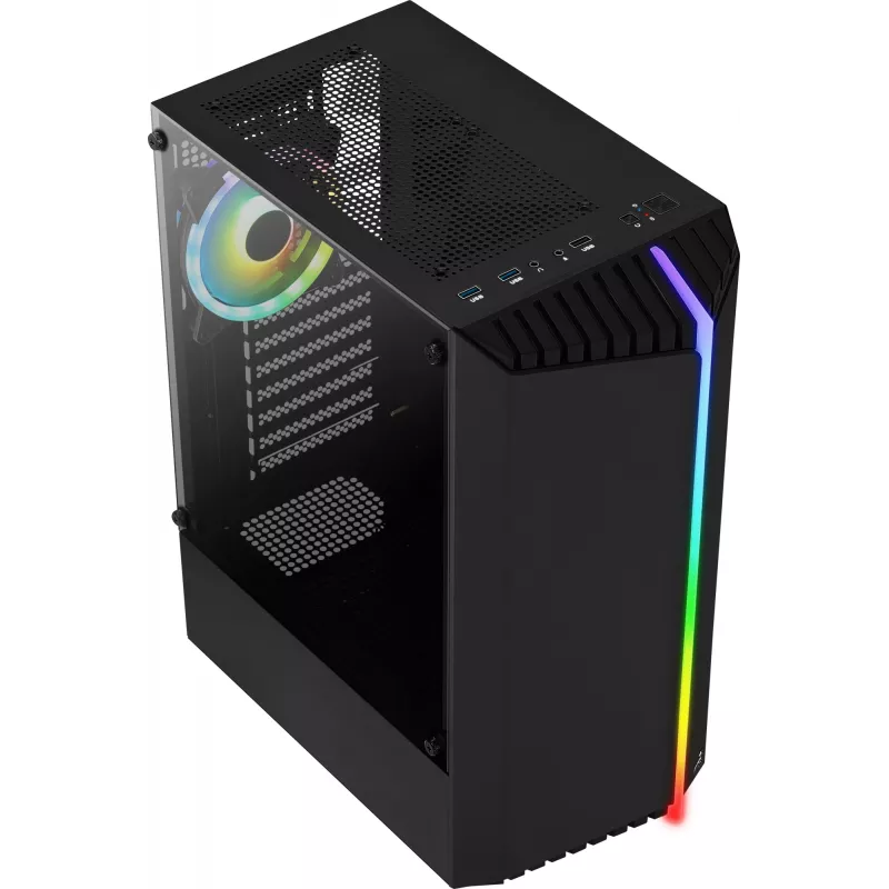 Aerocool Bionic V2 (PGS Bionic-G-BK-v2) case PC Midi Tower, ATX, RGB, vetro temperato, nero