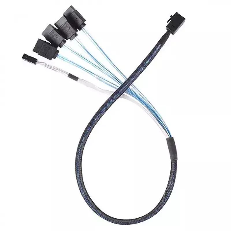 SilverStone SST-CPS05 cavo da Mini-SAS HD (SFF-8643) a SATA 7 pin con sideband, 4 lane, SAS 12 Gbit/s, 0,5 m, nero