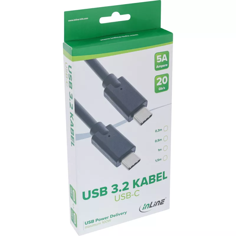 Cavo USB 3.2 Gen.2x2 InLine 35702A 2m USB-C maschio/maschio nero