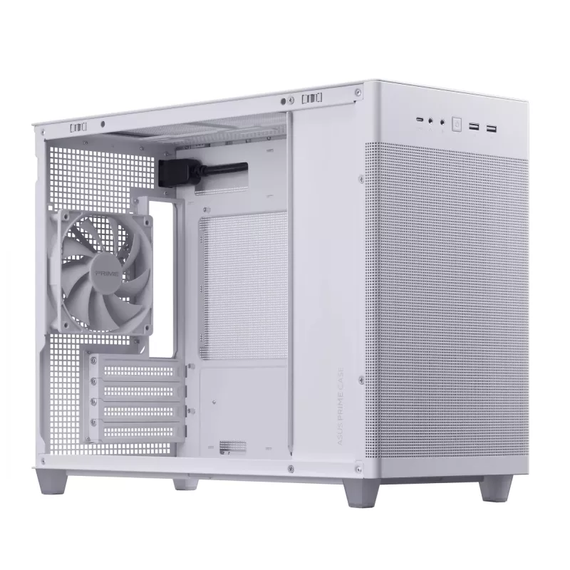 Case PC ASUS Prime AP201 MicroATX Mini Tower bianco — supporta microATX, GPU fino a 338 mm, 3×3,5 inch + 1×2,5 inch unità, USB-A 3.2 Gen1×2, USB-C 3.2 Gen2×1