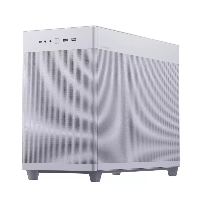 Case PC ASUS Prime AP201 MicroATX Mini Tower bianco — supporta microATX, GPU fino a 338 mm, 3×3,5 inch + 1×2,5 inch unità, USB-A 3.2 Gen1×2, USB-C 3.2 Gen2×1