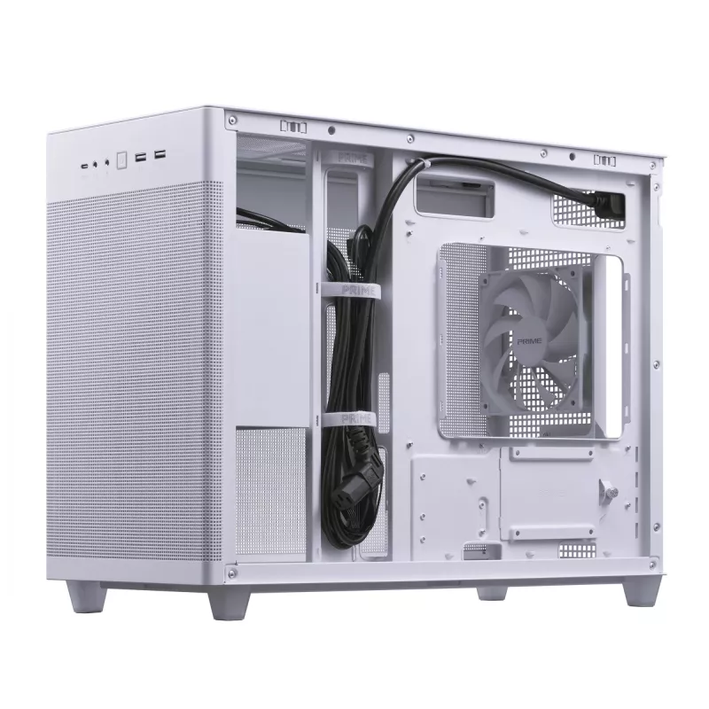 Case PC ASUS Prime AP201 MicroATX Mini Tower bianco — supporta microATX, GPU fino a 338 mm, 3×3,5 inch + 1×2,5 inch unità, USB-A 3.2 Gen1×2, USB-C 3.2 Gen2×1