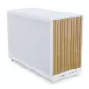 Case PC Lian Li A3-mATX Micro Tower bianco con accenti in legno — supporto Micro-ATX/Mini-ITX, alimentatori ATX/SFX/SFX‑L