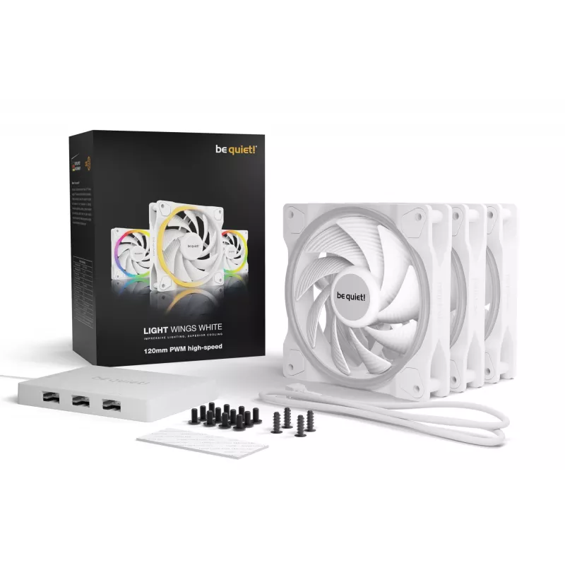 be quiet Light Wings White | 120mm PWM-High-Speed confezione da 3 ventole per case 12 cm