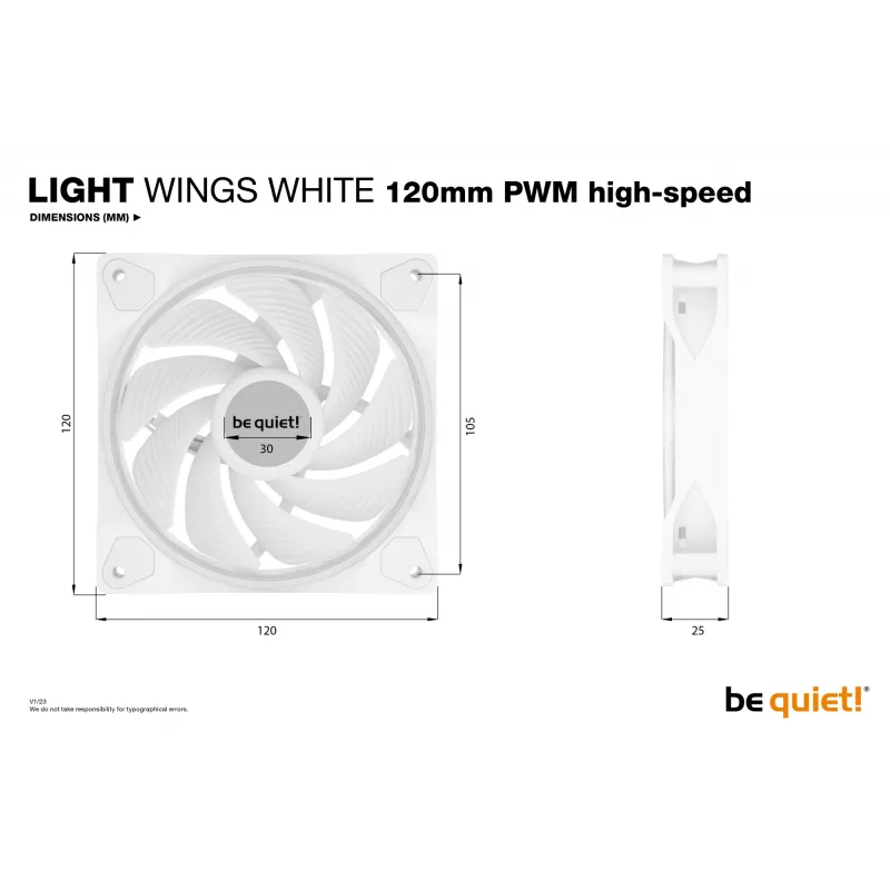 be quiet Light Wings White | 120mm PWM-High-Speed confezione da 3 ventole per case 12 cm
