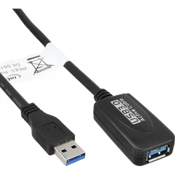 InLine cavo ripetitore attivo USB3.2 Gen.1 Type-A maschio / femmina, nero, 5m