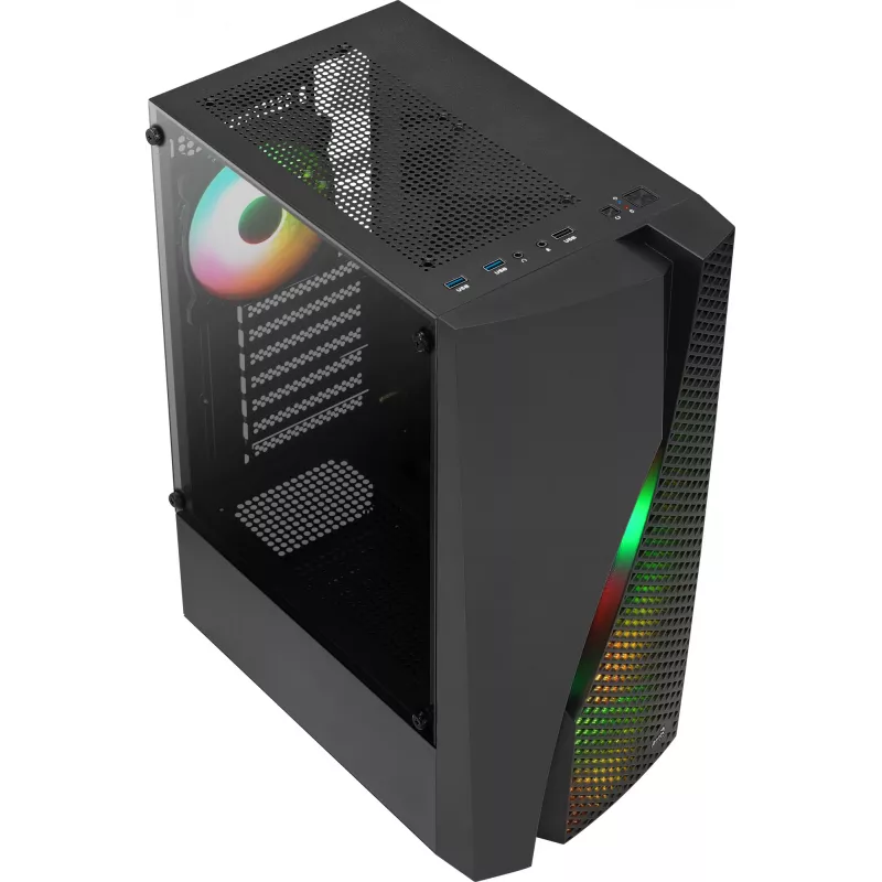 Case PC Aerocool WAVEBKV3 ATX in vetro temperato con 4 ventole RGB nero