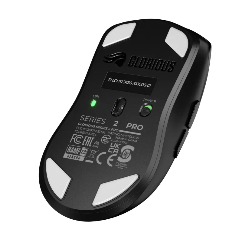 Mouse da gaming wireless GLORIOUS Series 2 PRO (per destrimani) – 26.000 DPI, RF Wireless + USB‑C, 4K/8K Hz, 6 tasti, nero