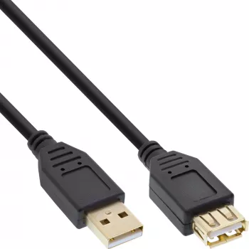 InLine cavo prolunga USB 2.0 Type-A maschio / femmina, placcato oro, nero, 1 m